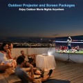 Outdoor Projector and Screen Packages, 1080P HD Supported Projector with WiFi and Bluetooth, 8500L Portable Mini Movie Projectors Compatible with TV Stick, Laptop, iOS & Android Phone, HDMI, VGA, USB